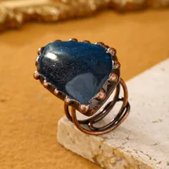 For Adults Casual Irregular Ring With Handmade Craftsmanship And Bronze Plating Featuring Labradorite Inlay, 1 Piece Pack 4