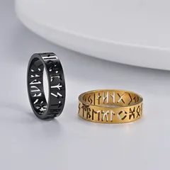Hot Selling Men's Jewelry Stainless Steel Ring Nordic Hollow Viking Text Rune Ring Manufacturers 4