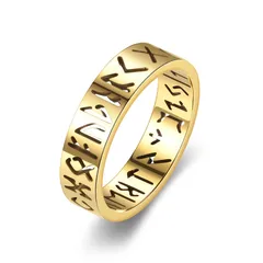 Hot Selling Men's Jewelry Stainless Steel Ring Nordic Hollow Viking Text Rune Ring Manufacturers 5