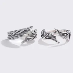 Angel And Devil Wings Ring Niche Retro Opening Ring Female Male Couple Ring Factory Direct Supply 2