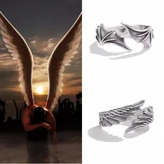 Angel And Devil Wings Ring Niche Retro Opening Ring Female Male Couple Ring Factory Direct Supply 3