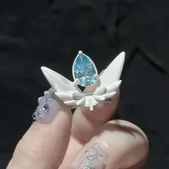 Angel Wings Open Ring For Unisex Featuring Blue Rhinestones Made Of Zinc Alloy With Electroplated Finish