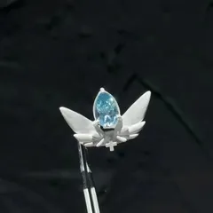 Angel Wings Open Ring For Unisex Featuring Blue Rhinestones Made Of Zinc Alloy With Electroplated Finish 3