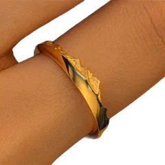 Asymmetrical Copper Ring For Women With Electroplated Gold Plating In Simple Style 5