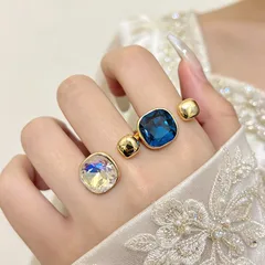 Asymmetrical Open Ring For Women In Gold With Electroplated Finish, New Style Summer Jewelry