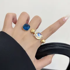 Asymmetrical Open Ring For Women In Gold With Electroplated Finish, New Style Summer Jewelry 2