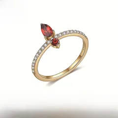 Asymmetrical Simple Style Unisex Ring For Everyday Wear, 925 Sterling Silver With 18K Real Gold Plated And Zircon Inlay 2