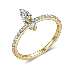 Asymmetrical Simple Style Unisex Ring For Everyday Wear, 925 Sterling Silver With 18K Real Gold Plated And Zircon Inlay 3