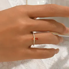 Asymmetrical Simple Style Unisex Ring For Everyday Wear, 925 Sterling Silver With 18K Real Gold Plated And Zircon Inlay 4