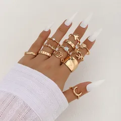 Asymmetrical Zinc Alloy Ring For Women With Artificial Gemstones, Featuring 0.03µm Coating Thickness 5