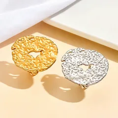 Baroque Style Geometric Metal Ring For Women In Steel Color