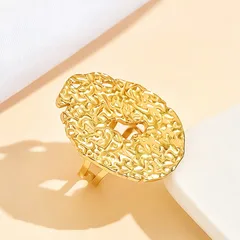 Baroque Style Geometric Metal Ring For Women In Steel Color 3