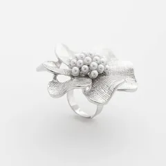 Baroque Style Flower Imitation Pearl Alloy Plating Women's Rings 2