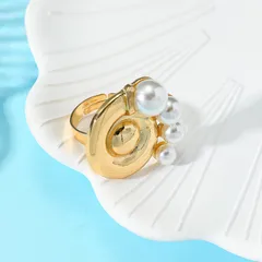Beach Style Alloy Rhinestone Ocean Starfish Coral Shell Pearl Flower Open Ring For Women Cute Vintage Style 3