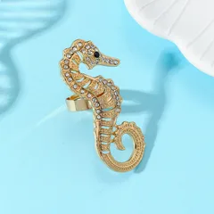 Beach Style Alloy Rhinestone Ocean Starfish Coral Shell Pearl Flower Open Ring For Women Cute Vintage Style 5