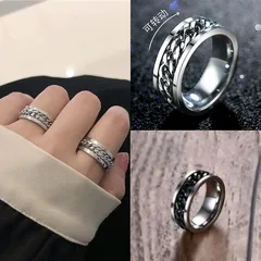 Beer Bottle Opening Ring Men's Trendy  Chain Titanium Steel Men's Ring Rotatable Distinctive Index Finger Ring Men's 3