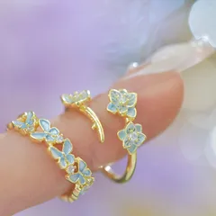 Blue Butterfly Design Ring For Women Gentle Index Finger Ring  Painted Metal Zircon