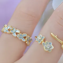Blue Butterfly Design Ring For Women Gentle Index Finger Ring  Painted Metal Zircon 2