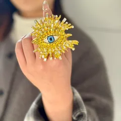 Blue Eyes Demon Eyes Vacuum Electroplating 18K Real Gold Zircon Inlaid Bracelet Unisex Waterproof Non-Fading Three-Dimensional Alloy 3