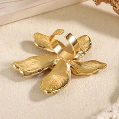 Blue Flowers Ring For Women, 18K Real Gold Plated Alloy With 0.03µm-0.05µm Thickness, 1 Piece 3