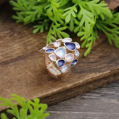 Blue Flowers Ring For Women Made Of Zinc Alloy Featuring Enamel Craftsmanship 4