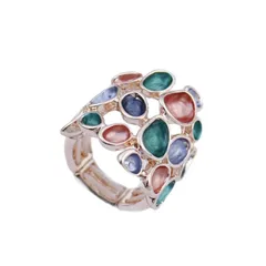 Blue Flowers Ring For Women Made Of Zinc Alloy Featuring Enamel Craftsmanship 5