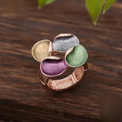 Blue Flowers Ring For Women In Zinc Alloy Featuring Enamel Craftsmanship 2
