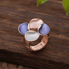 Blue Flowers Ring For Women In Zinc Alloy Featuring Enamel Craftsmanship 4