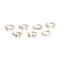 Fashion Flowers Ring For Women In Alloy Featuring Artificial Gemstones With Electroplated Design 5