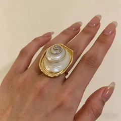Bohemian Conch Ring For Women, Handmade Alloy With Rhinestones Inlay 3