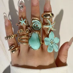 Bohemian Flowers Ring For Women In Alloy Featuring Enamel Craftsmanship