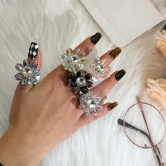 Bohemian Resin Flowers Ring For Women Featuring Weave Craft Design
