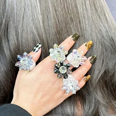 Bohemian Resin Flowers Ring For Women Featuring Weave Craft Design 2