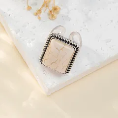 Bohemian Retro Turquoise Ring Fashionable Ladies Hand Jewelry Accessory Alloy Material U-Shape Geometric Pattern Cat Design 2