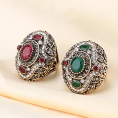 Bohemian Style Geometric Pattern Alloy Ring Elegant Vintage European Brand Unisex Jewelry Accessory 2