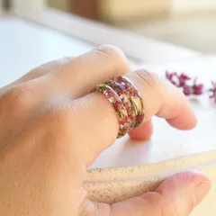 Bohemian Wooden Mosaic Ring Casual Outdoor Jewelry Women's Gift Unisex Design Original Floral Print Wooden Material 4
