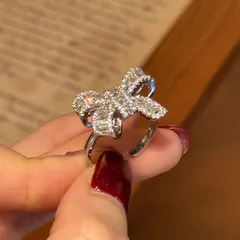 Bow Tie Ring For Women In Alloy With Zircon Inlay Featuring Electroplated Finish 4
