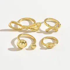 Bow Tie Ring For Women In Zinc Alloy Featuring KC Golden Plated Electroplated Finish With Asymmetrical Design 4