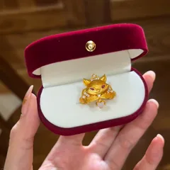 Brushed Copper Fox Open Ring For Women With Electroplated Gold Plating