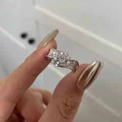 Brushed Copper Open Ring For Women Featuring Flower Pattern With Zircon Inlay In Silver 4