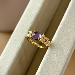 Brushed Copper Open Rings With Electroplated Gold Plating Featuring Flower Pattern For Women
