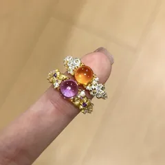 Brushed Copper Open Rings With Electroplated Gold Plating Featuring Flower Pattern For Women 2