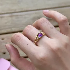 Brushed Copper Open Rings With Electroplated Gold Plating Featuring Flower Pattern For Women 4