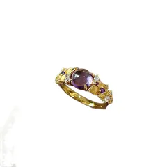 Brushed Copper Open Rings With Electroplated Gold Plating Featuring Flower Pattern For Women 5