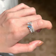 Brushed Copper Open Rings With Water Droplets Pattern And Rhinestone Inlay, Electroplated Finish For Women 2