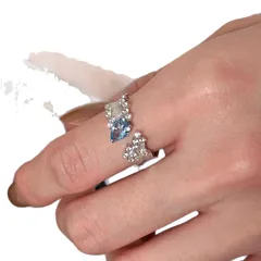 Brushed Copper Open Rings With Water Droplets Pattern And Rhinestone Inlay, Electroplated Finish For Women 5