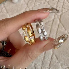 Brushed Copper Rings For Women With Electroplated Gold Plating And Rhinestone Inlay, Perfect For Daily Wear