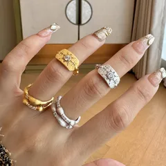 Brushed Copper Rings For Women With Electroplated Gold Plating And Rhinestone Inlay, Perfect For Daily Wear 4