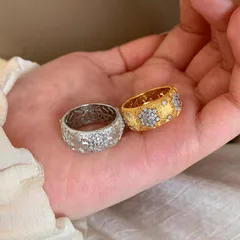 Brushed Copper Snowflake Open Ring For Women With Electroplated Gold Plating And Zircon Inlay 4