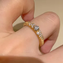 Brushed Copper Star Ring For Women With Electroplated Gold Plating And Rhinestone Inlay 2